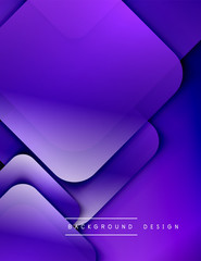 Rounded squares shapes composition geometric abstract background. 3D shadow effects and fluid gradients. Modern overlapping forms.
