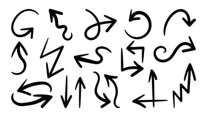 Hand drawn arrow vector icons set. sketch arrow design for business plan and education.