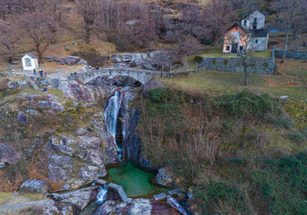 Romantic landscapes with bridge and stream