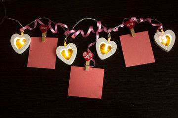 colored notes on decorative clothespins