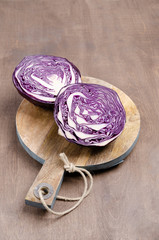 Cut head of red cabbage