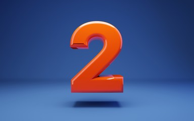 Fototapeta premium Lush Lava 3d number 2. 3D rendering. Best for anniversary, birthday party, celebration.