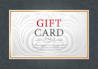 Gift card isolated certificate with floral ornaments. Present for special occasion, birthday or anniversary. Greeting and celebration. Text sample and decorative shapes. Vector in flat style