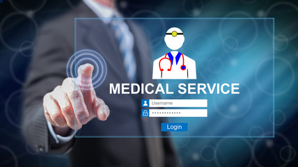 Fototapeta premium Man touching an online medical service concept