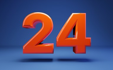 Lush Lava 3d number 24. 3D rendering. Best for anniversary, birthday party, celebration.