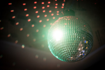 Shiny disco ball in a night club