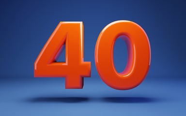 Lush Lava 3d number 40. 3D rendering. Best for anniversary, birthday party, celebration.