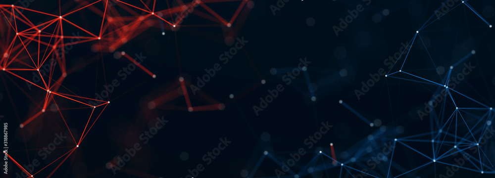 Aufkleber Abstract digital connection dots and lines. Technology background. Network connection structure. Plexus effect. 3d