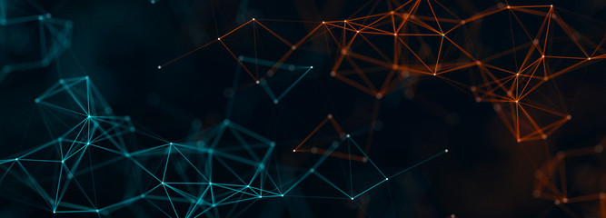 Abstract digital connection dots and lines. Technology background. Network connection structure. Plexus effect. 3d