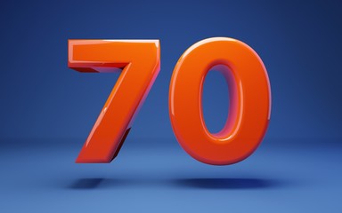 Lush Lava 3d number 70. 3D rendering. Best for anniversary, birthday party, celebration.