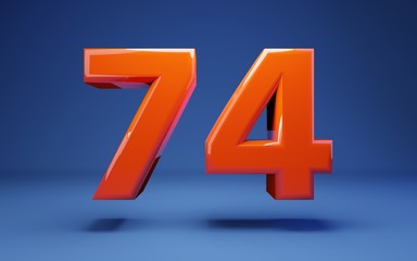 Lush Lava 3d number 74. 3D rendering. Best for anniversary, birthday party, celebration.