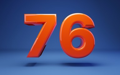 Lush Lava 3d number 76. 3D rendering. Best for anniversary, birthday party, celebration.