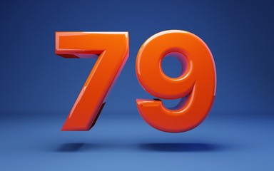 Lush Lava 3d number 79. 3D rendering. Best for anniversary, birthday party, celebration.