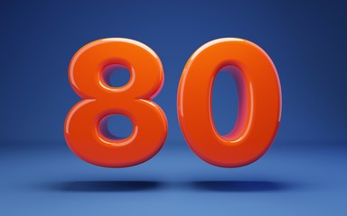 Lush Lava 3d number 80. 3D rendering. Best for anniversary, birthday party, celebration.