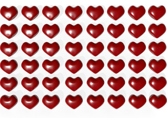  Hearts. Postcard. On white background. Valentine's Day. The 14th of February. Love. Feelings of love. 3d rendering.