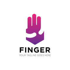 number three finger logo, three with finger icon vector illustration design template