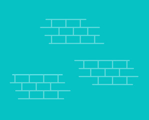 Bricks background abstract vector element line outline art illustration, flat brick decoration graphic on blue background image