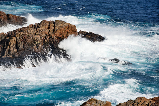 Storm. Waves and sea foam.