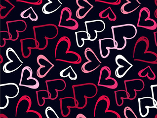 Obraz premium Cute hand drawn doodle pattern background with heart. Love pattern