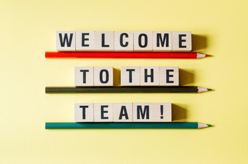 Welcome to the team word concept on cubes
