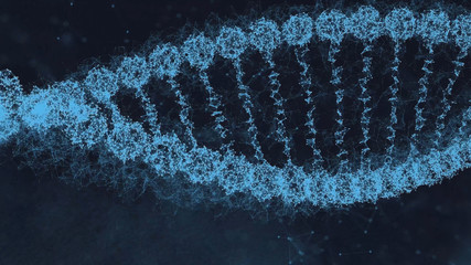 DNA molecule on ditigal blue background. Genetics concept. Animation of DNA construction. DNA molecule For visuals, biology, biotechnology, medical dashboard. DNA futuristic footage