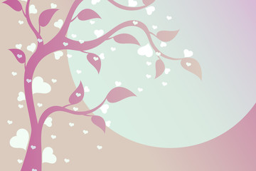 Silhouette love tree. Abstract romantic illustration.