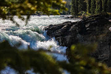 Athabasca falls in spring season, Alberta, Canada