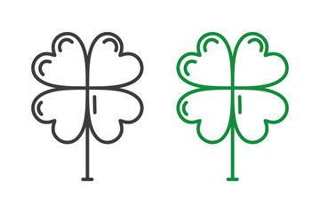 Four Leaf Clover icon isolated on white background. Shamrock symbol. Vector illustration.