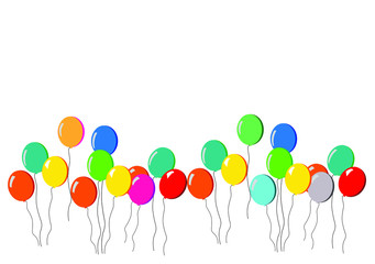 Colorful realistic helium balloons.Bunch of balloons in cartoon flat style isolated on white background. Vector set EPS 10.