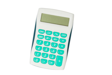 the green calculator is isolated on a white background