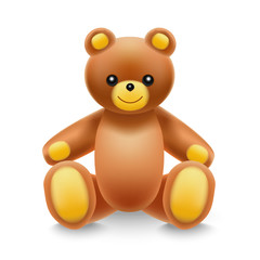 Realistic Detailed 3d Baby Toy Teddy Bear. Vector