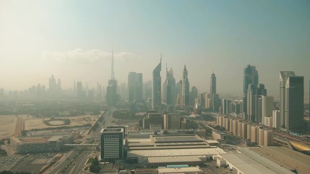 Aerial view of Dubai downtown skyline, UAE