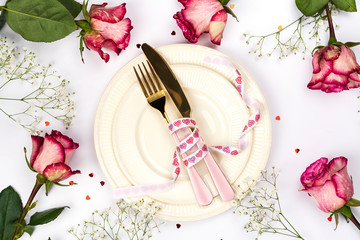 Table setting for Valentines day