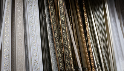 Decorative skirting boards in a construction shop