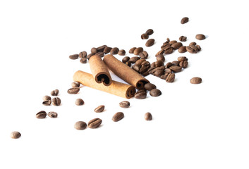 Cinnamon sticks and coffee beans