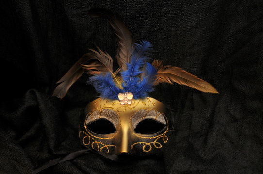 venetian carnival mask on black background