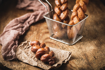 traditional turkish lokma on wooden background
