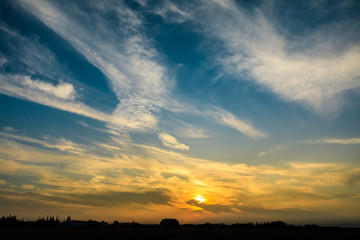 Beautiful sky and colorful clouds at dusk