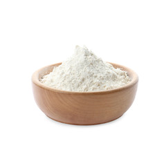 Fototapeta na wymiar Organic flour in bowl isolated on white