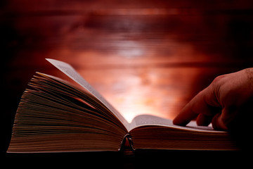 They read a thick book. Search for information in a book. Learning concept.