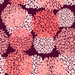 Floral seamless background in coral and burgundy