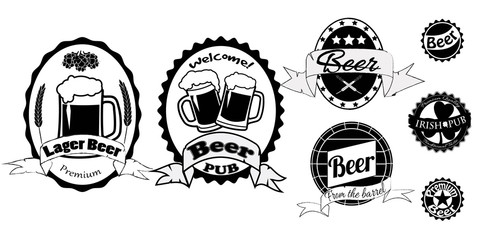 Set of beer labels isolated