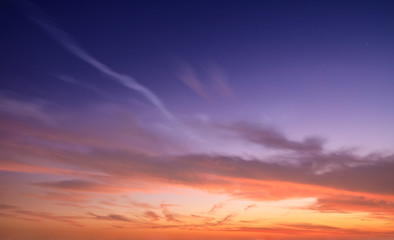 Beautiful sky and colorful clouds at dusk