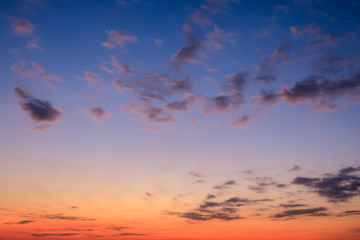 Beautiful sky and colorful clouds at dusk