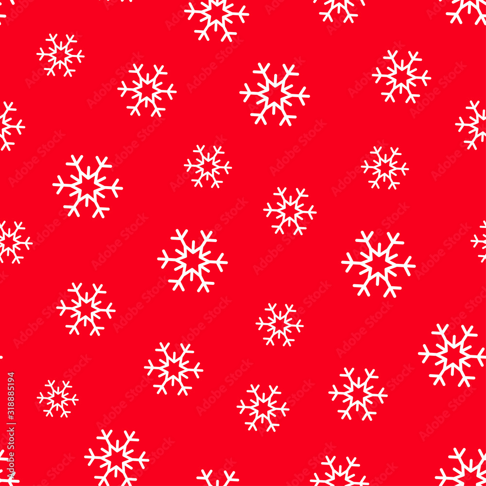 Aufkleber white snowflakes on red seamless vector pattern