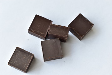 Chocolate cubes of bitter and milk chocolate