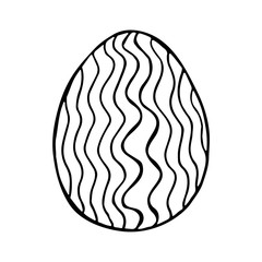Doodle easter egg. Black and white hand-drawn illustrations for coloring by children. Sketch eggs for cards, logos, holidays.
