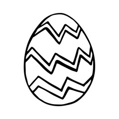 Doodle easter egg. Black and white hand-drawn illustrations for coloring by children. Sketch eggs for cards, logos, holidays.