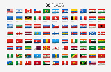 88 national flags with names