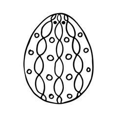 Doodle easter egg. Black and white hand-drawn illustrations for coloring by children. Sketch eggs for cards, logos, holidays.